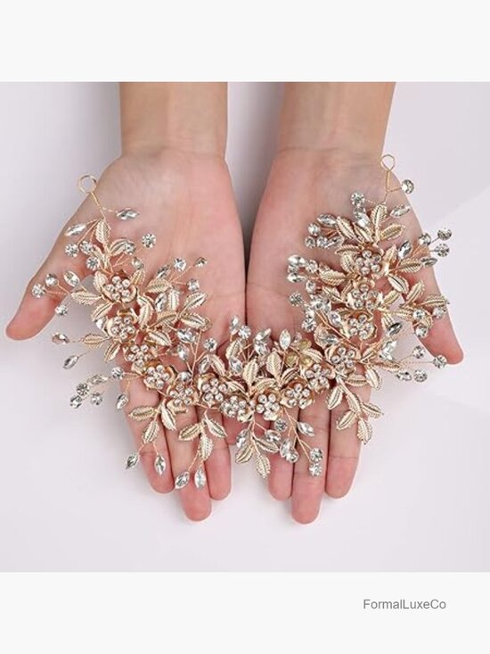 Wedding Bridal Headpiece Gold Crystal Headband Hair Vine main image 4